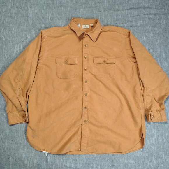 VINTAGE LL Bean Chamois Shirt Size XXL Tall Peach Long Sleeve Made in USA - Picture 1 of 10